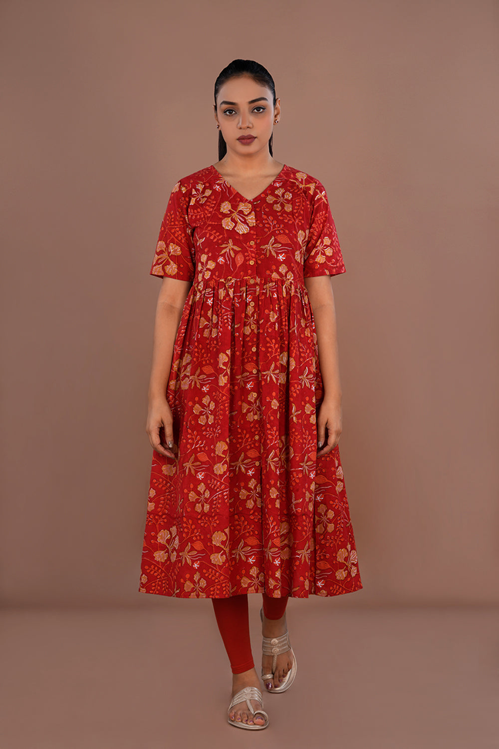 Image of Red block printed Kurti